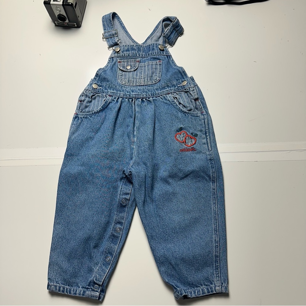 Vintage OshKosh Overalls | 90s Heart Patch Denim Relaxed · 3T